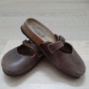 Birkenstock Birki 225 clogs. Leather, SOFT FOOTBED Size 35. New condition. Brown